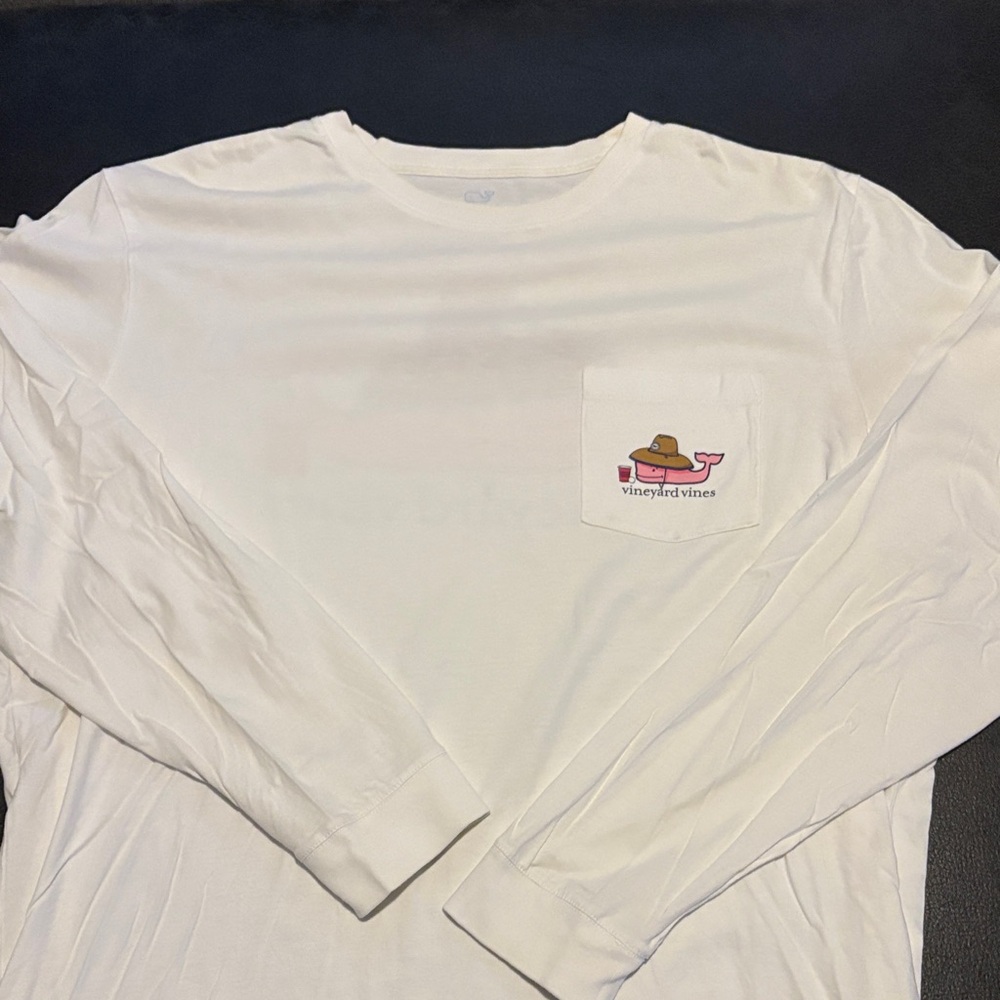 Vineyard Vines Men's White Long Sleeve Tee with Logo